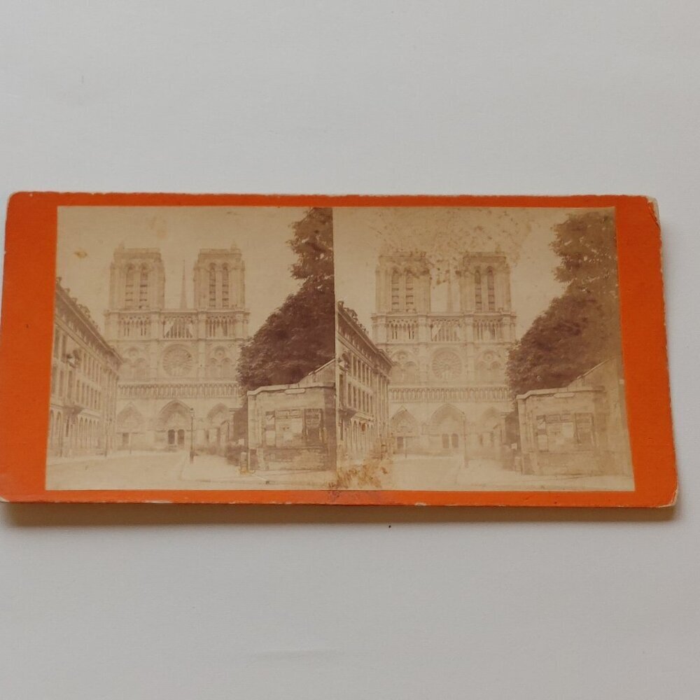 ANTIQUE STEREOGRAPH CARD Notre Dame Cathedral Paris France